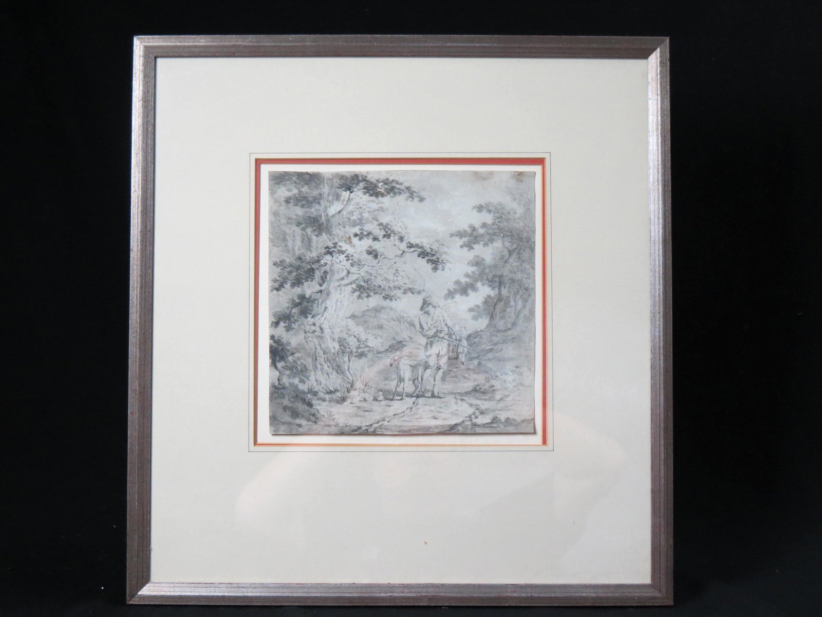 Pieter Barbiers, drawing, Hunter with Dog, (1 of 7)