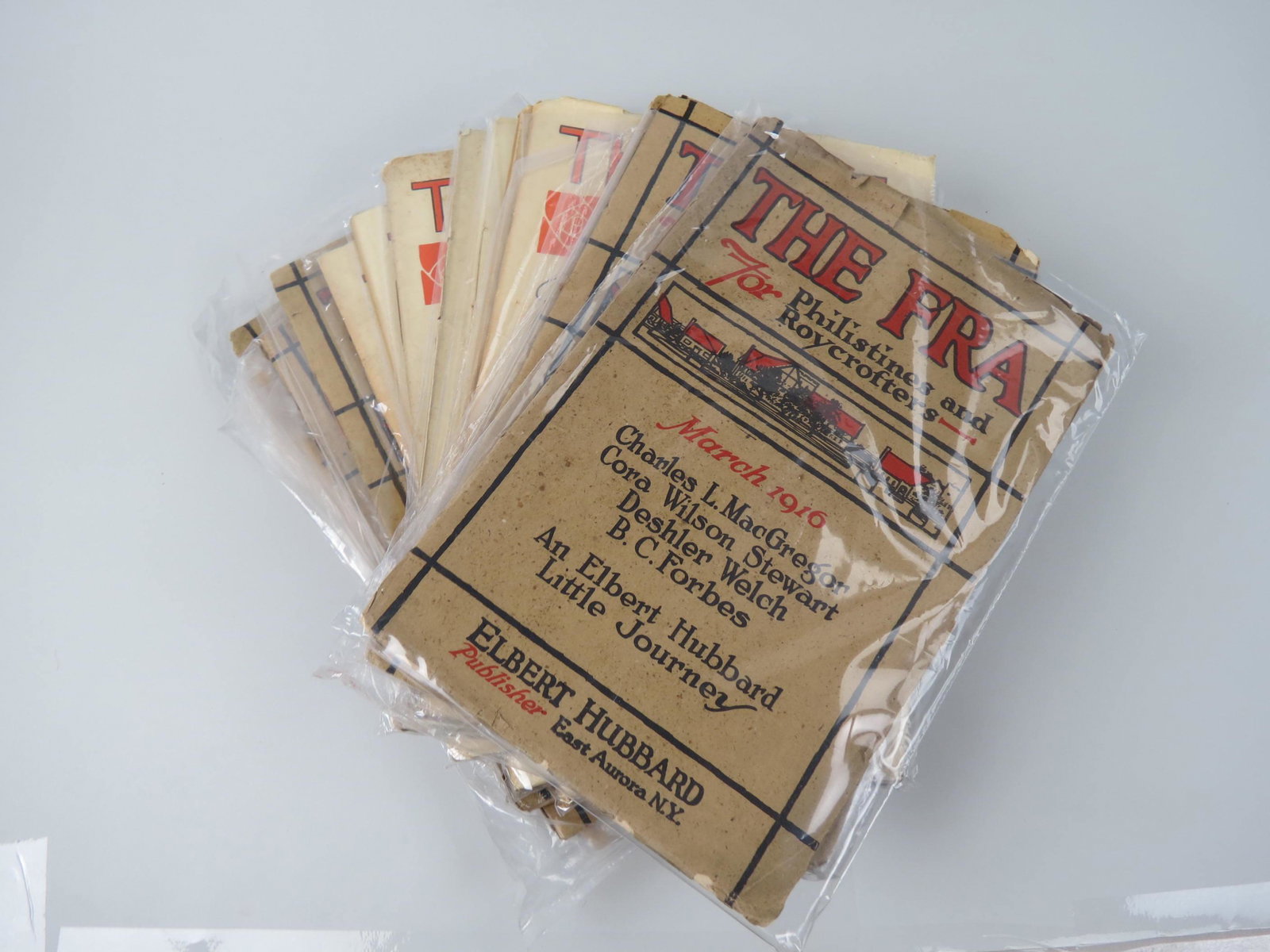 18 Elbert Hubbard "The FRA" Magazines, 1911-1916,: with Little Journeys and various titles, 9" X 14".