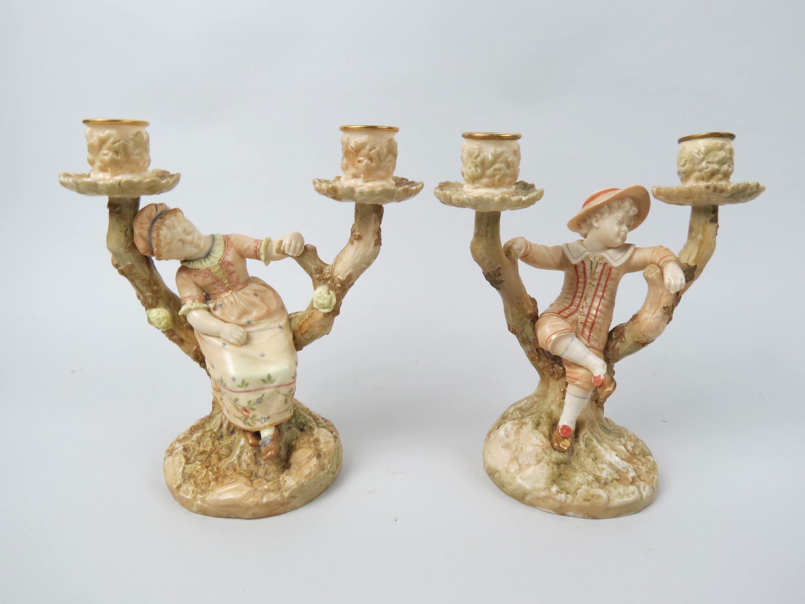 Pair Royal Worcester Porcelain Figural Candlebra, (1 of 7)
