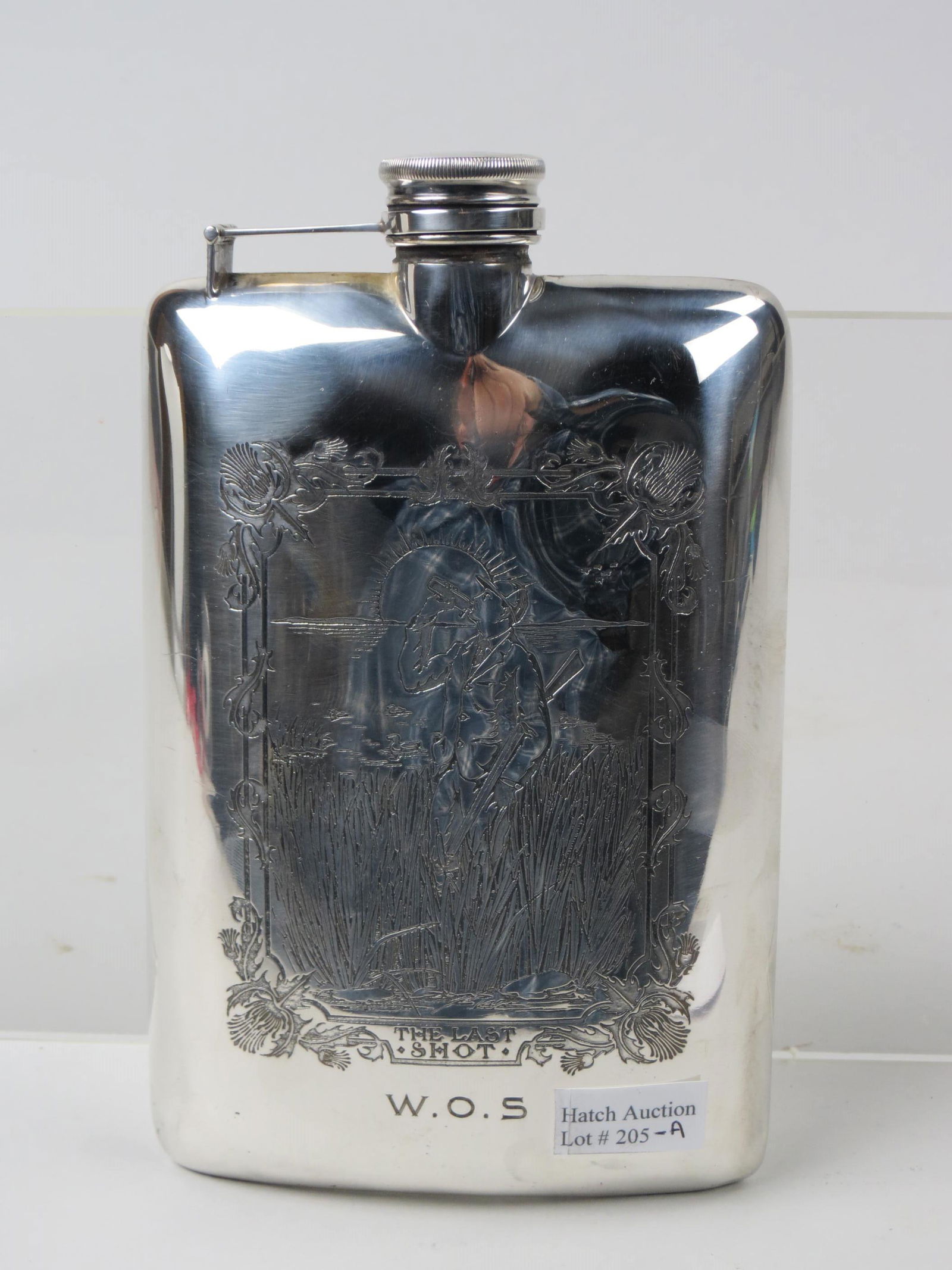 Sterling Silver Flask "The Last Shot", (1 of 6)