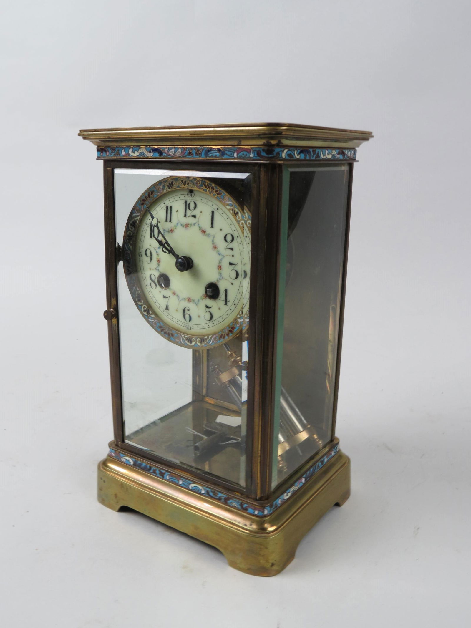 French Champleve Crystal Regulator Clock, (1 of 6)