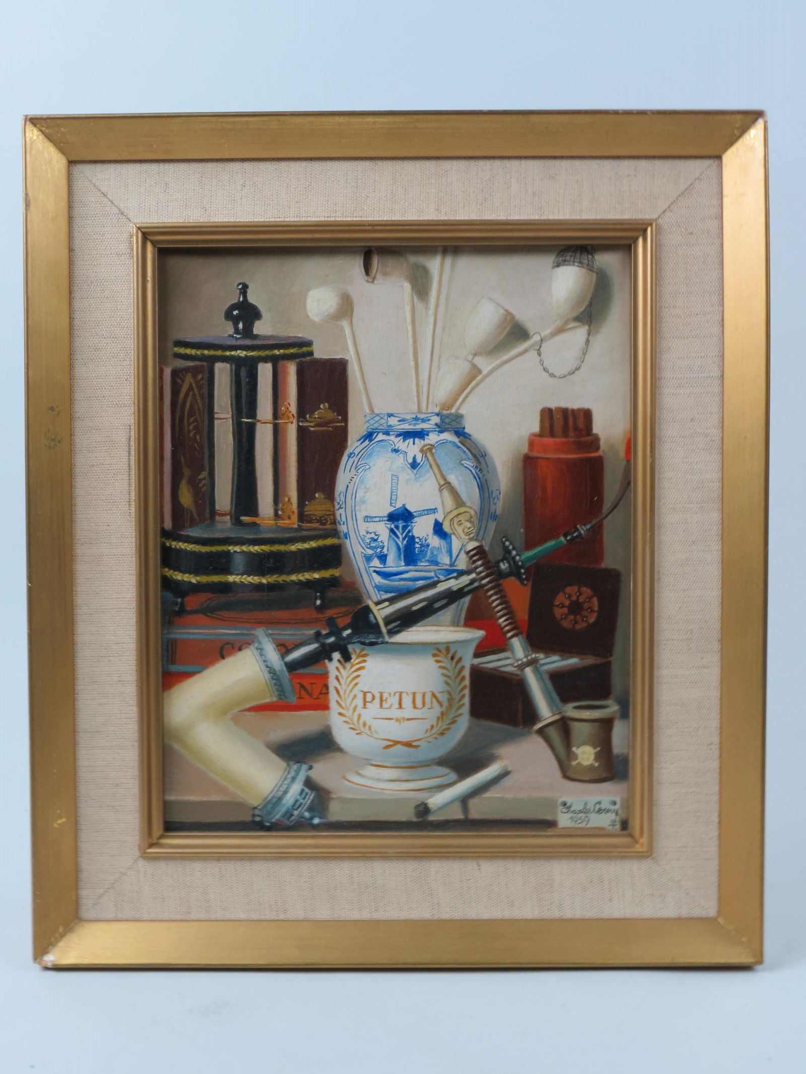 Charles Cerny, oil, Still Life with Delft Vase, (1 of 6)