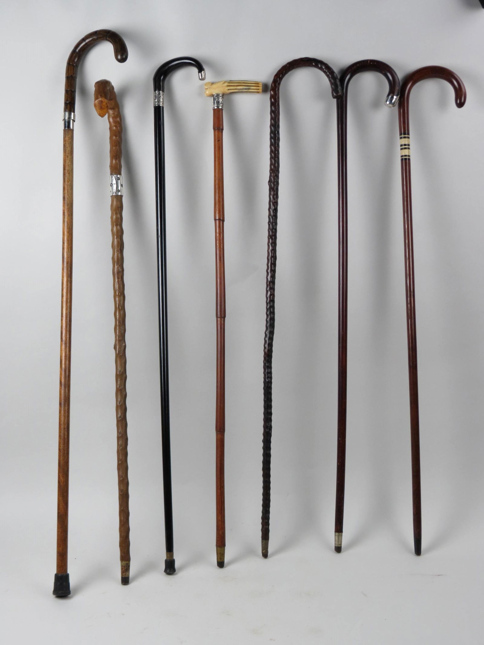 7 Antique Canes, some with sterling bands, (1 of 5)