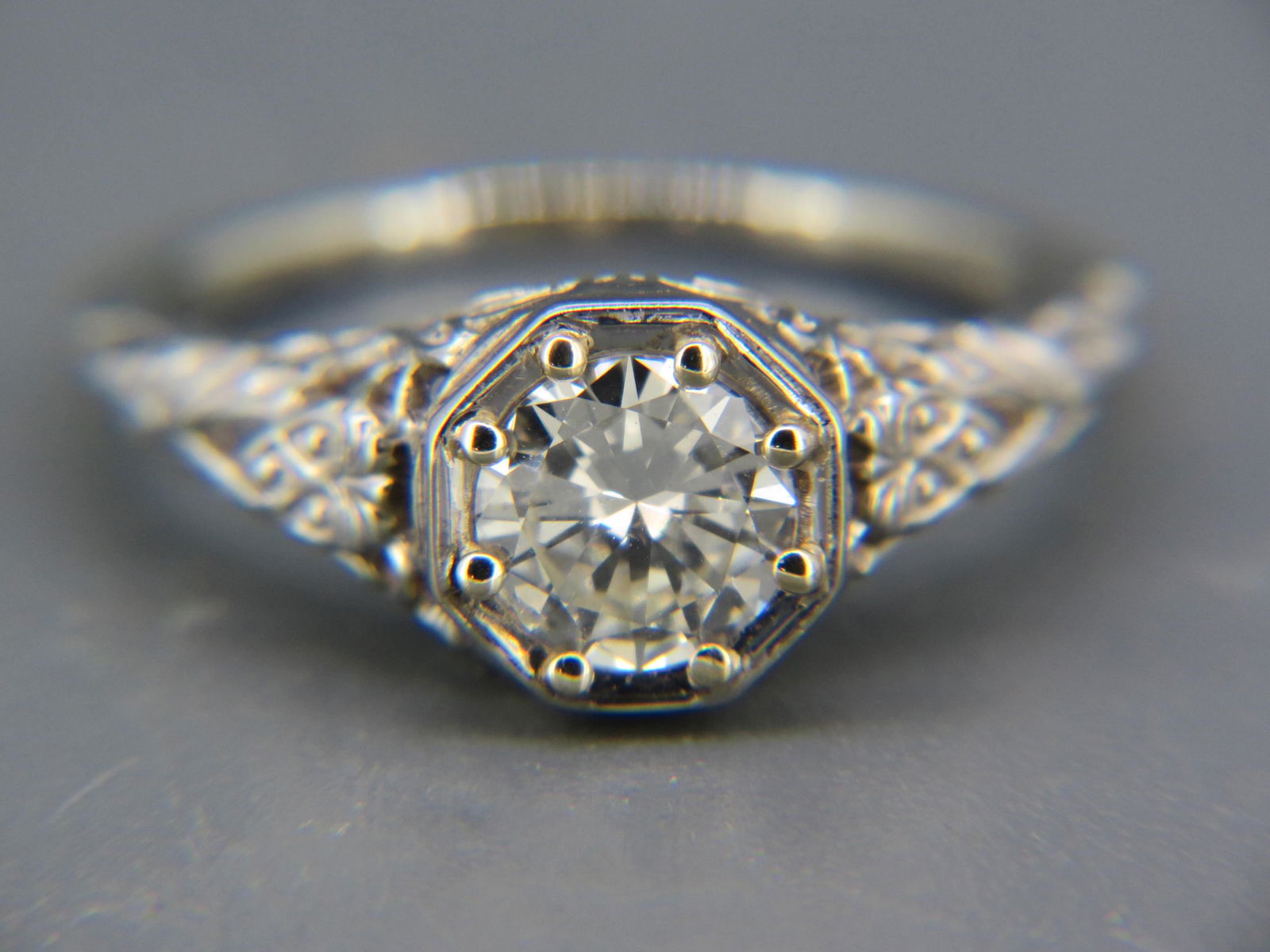 Diamond Solitaire Ring, Art Deco, (1 of 7)
