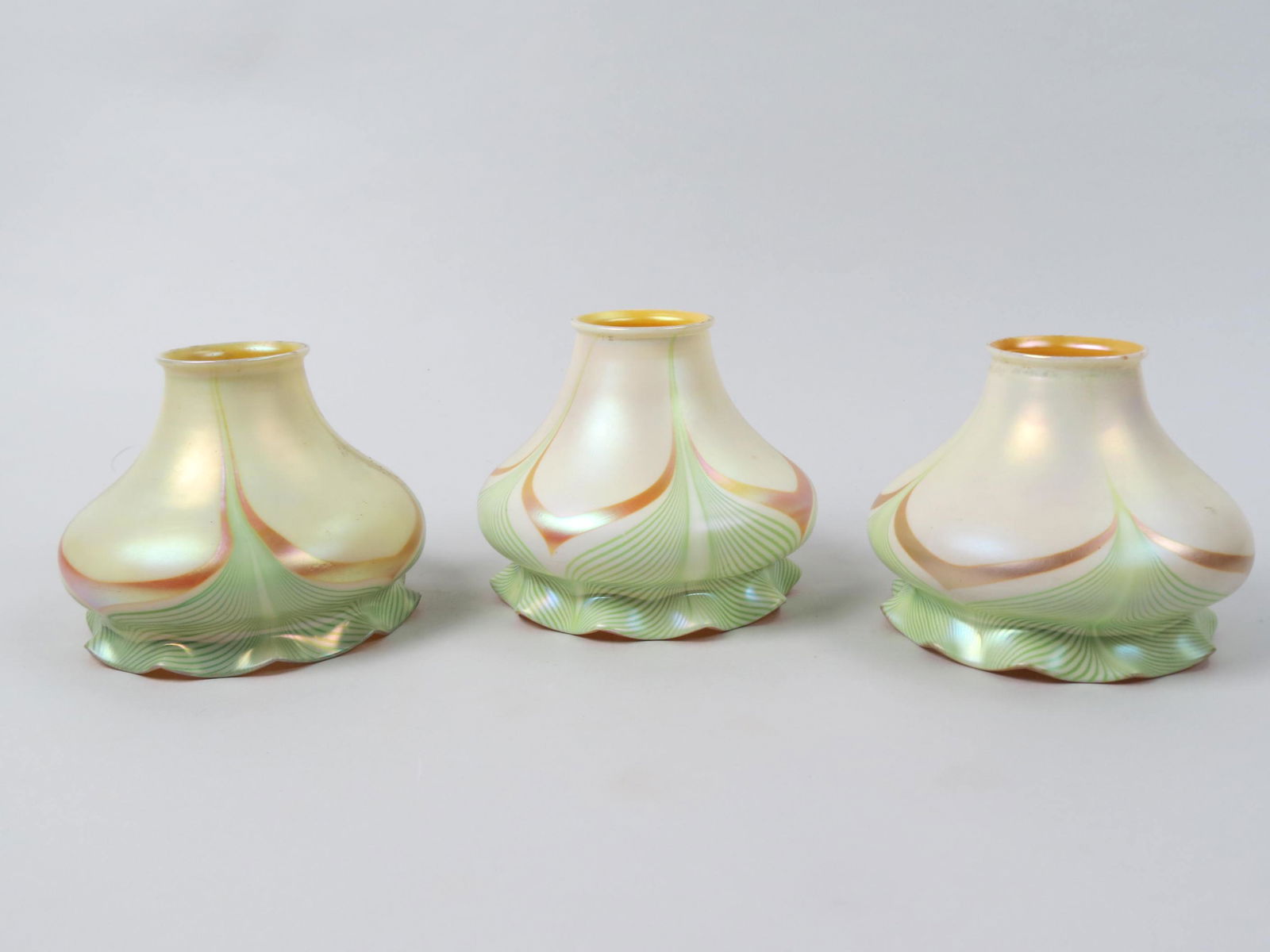 3 Art Glass Shades, iridescnt pulled feather (1 of 9)