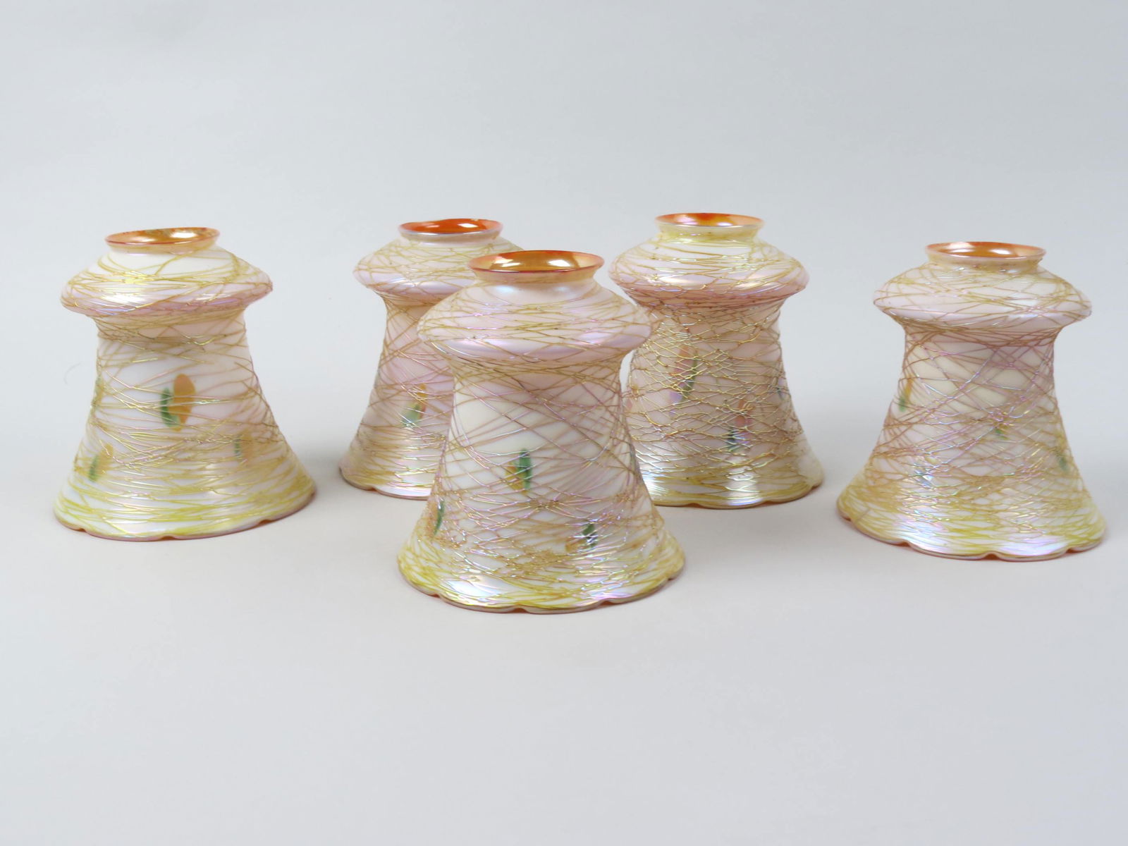 5 Quezal Art Glass Shades, (1 of 8)