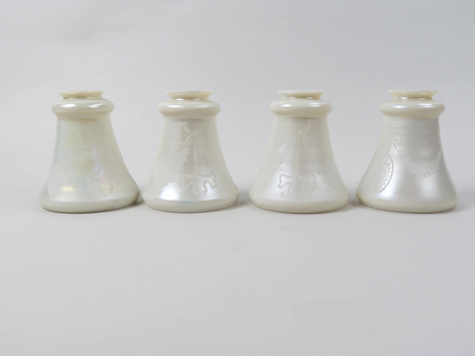 4 Steuben Art Glass Shades Acid Cut Back Designs, (1 of 11)