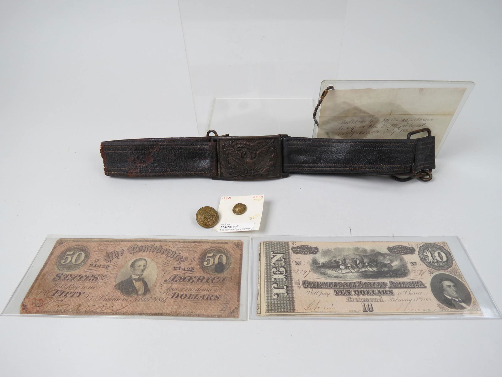 Civil War Lot; Belt and Buckle, (1 of 16)