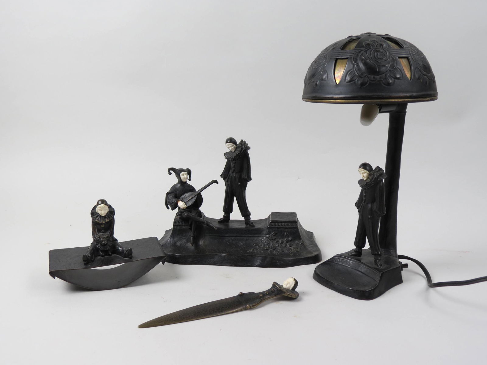 4 pc. Austrian Bronze Art Deco Desk Set, (1 of 9)