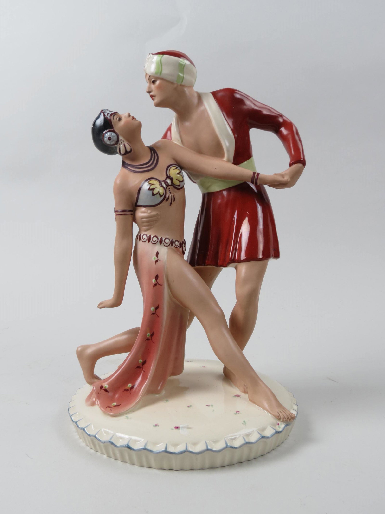 Royal Dux Art Deco Figurine of Dancing Couple,: 12" tall, excellent.