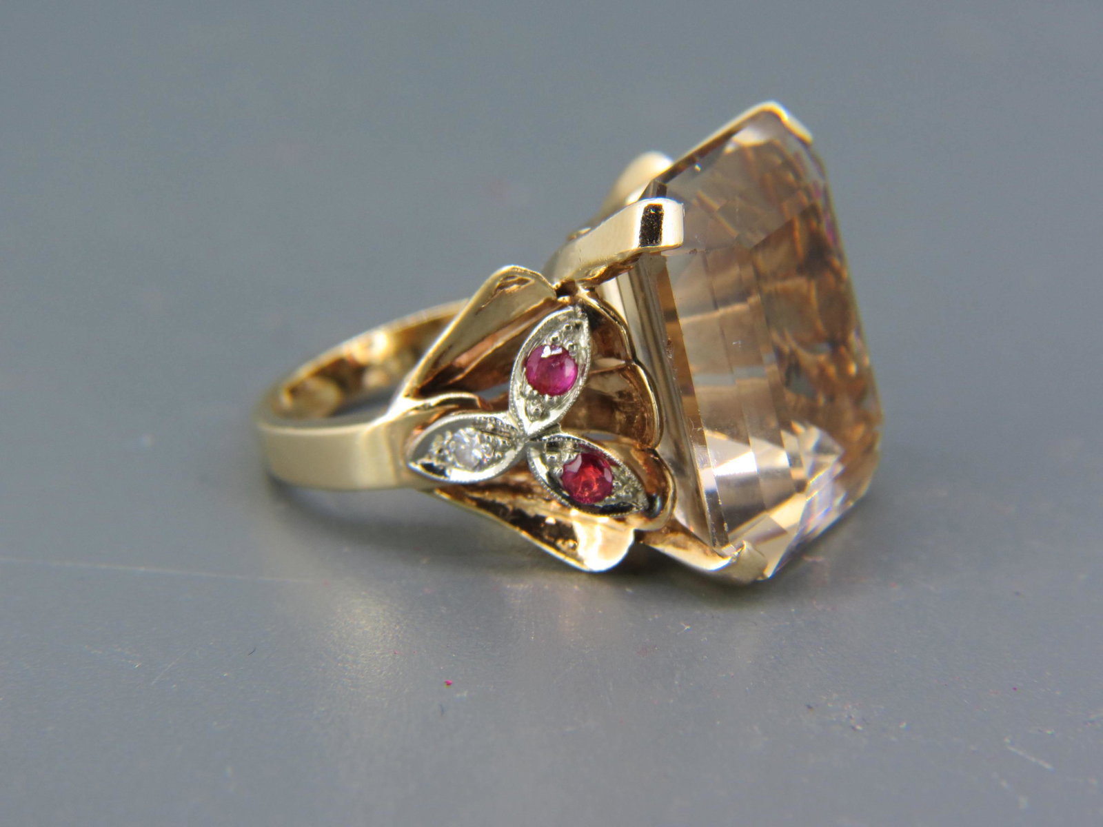 Smokey Quartz, Ruby & Diamond Ring, (1 of 5)
