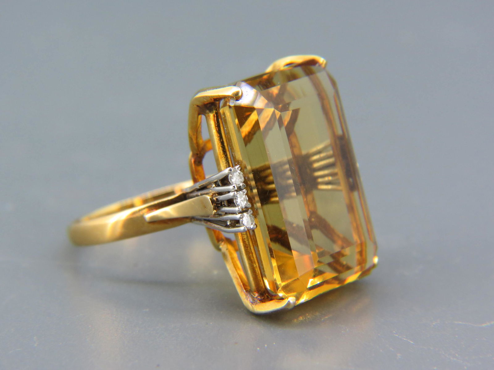 Citrine & Diamond 18K Gold Ring, (1 of 7)