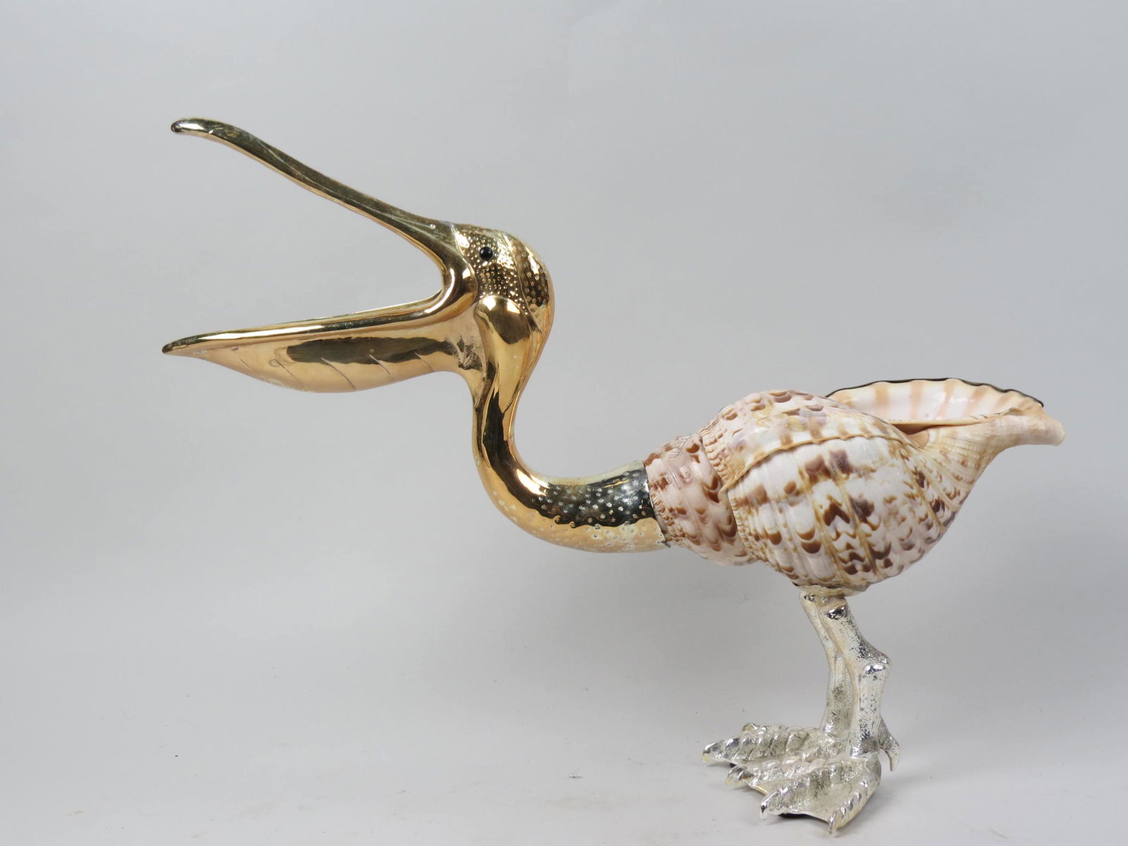Gabriella Binazzi Italian Silverplate & Shell Pelican, (1 of 5)