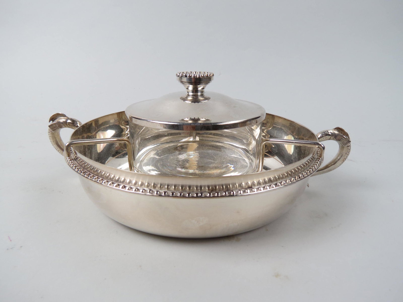 Silverplate & Crystal Caviar Server, (1 of 5)