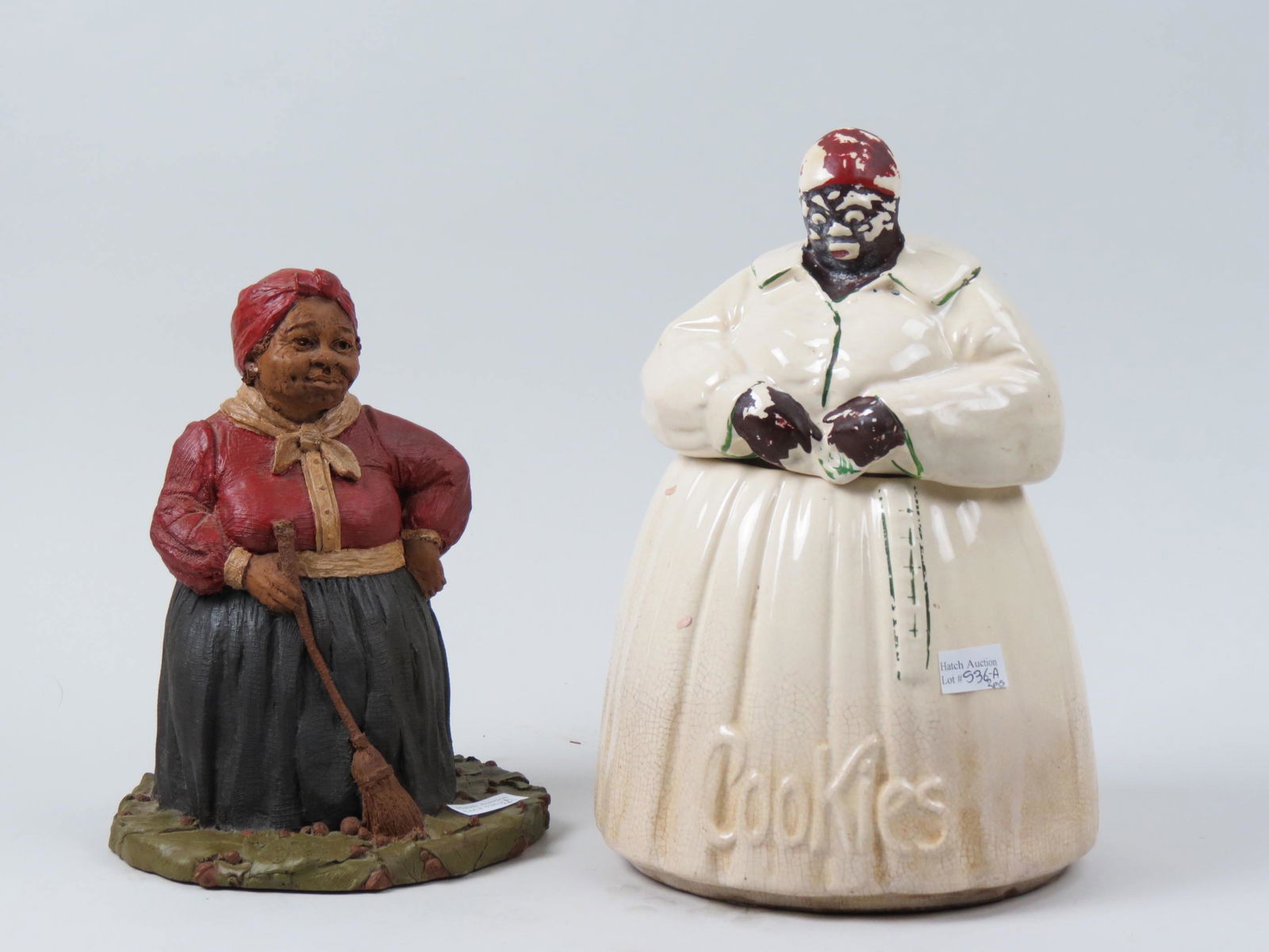 2 Black Mammy Items;: McCoy cookie jar and a Thomas Clark "Hattie" figurine, 9" & 11".