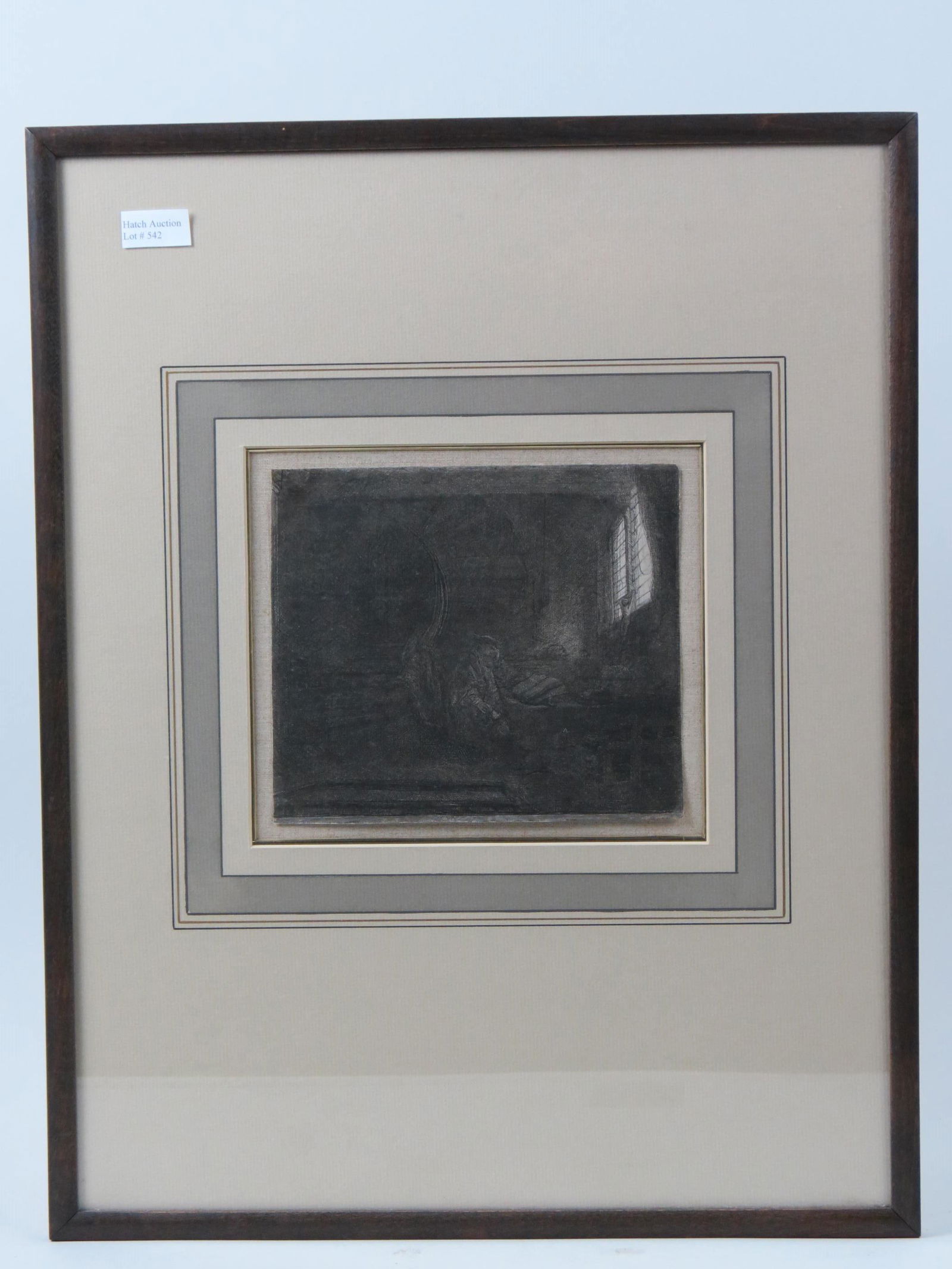 Rembrandt, etching, "St. Jerome in a Dark Chamber" (1 of 5)