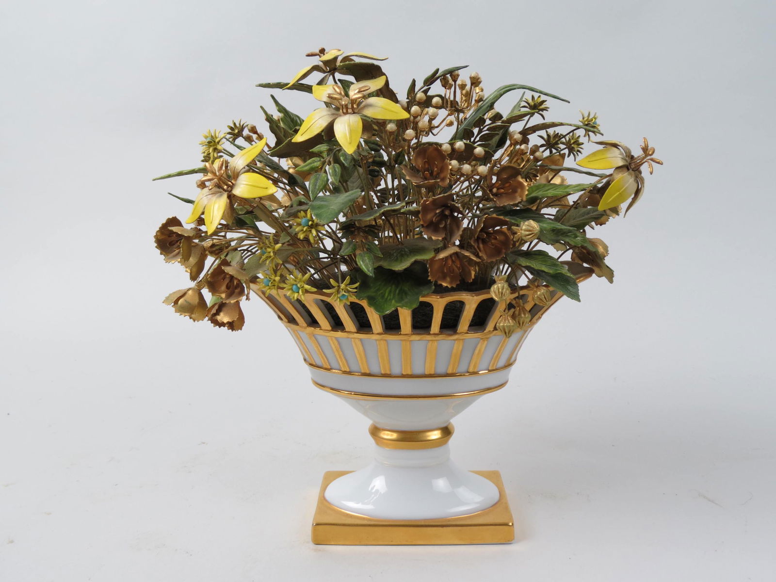 Gorham Enameled Metalwork Flowers in Vase, (1 of 8)