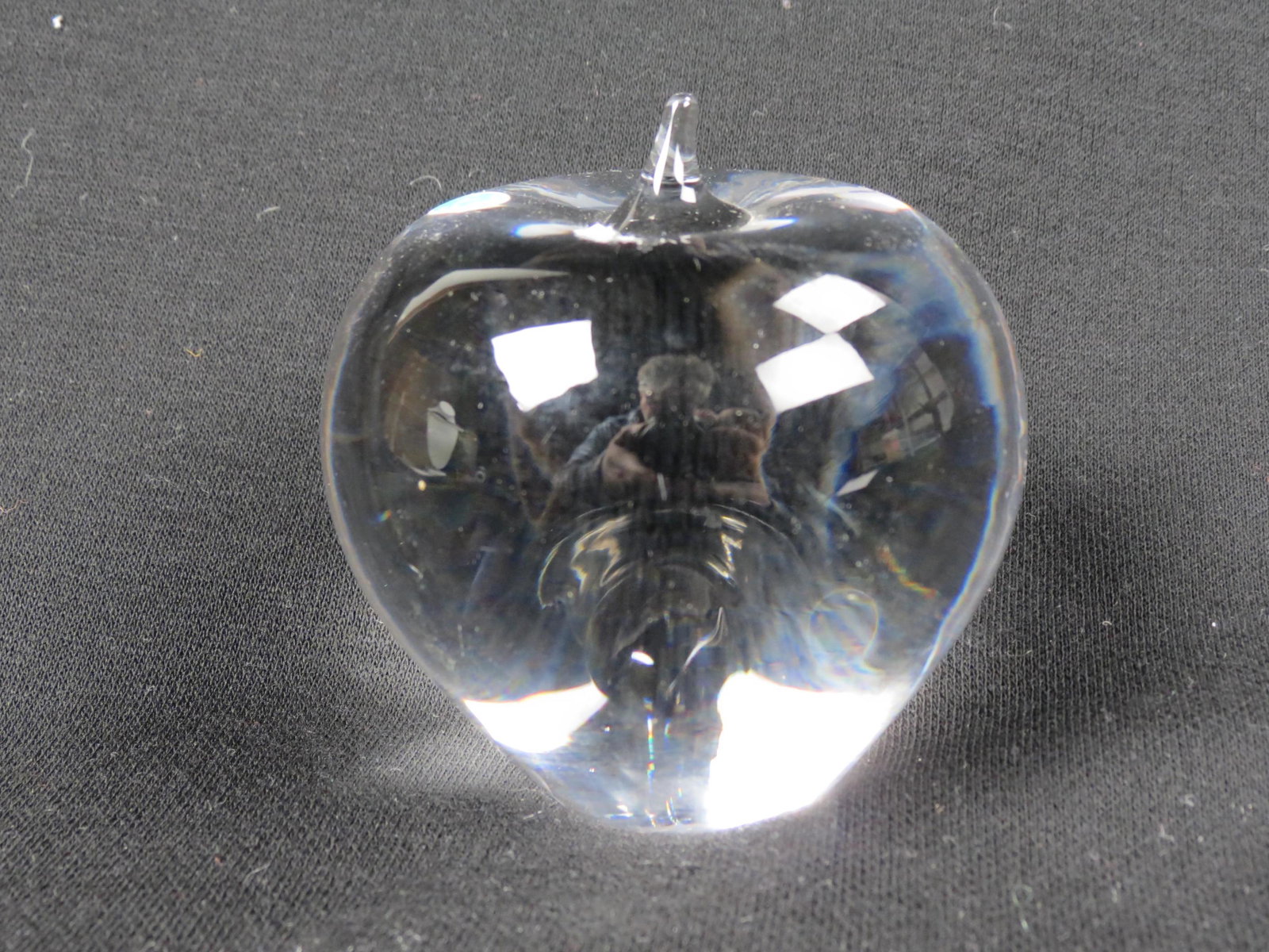 Tiffany Crystal Figural Apple Paperweight, (1 of 5)