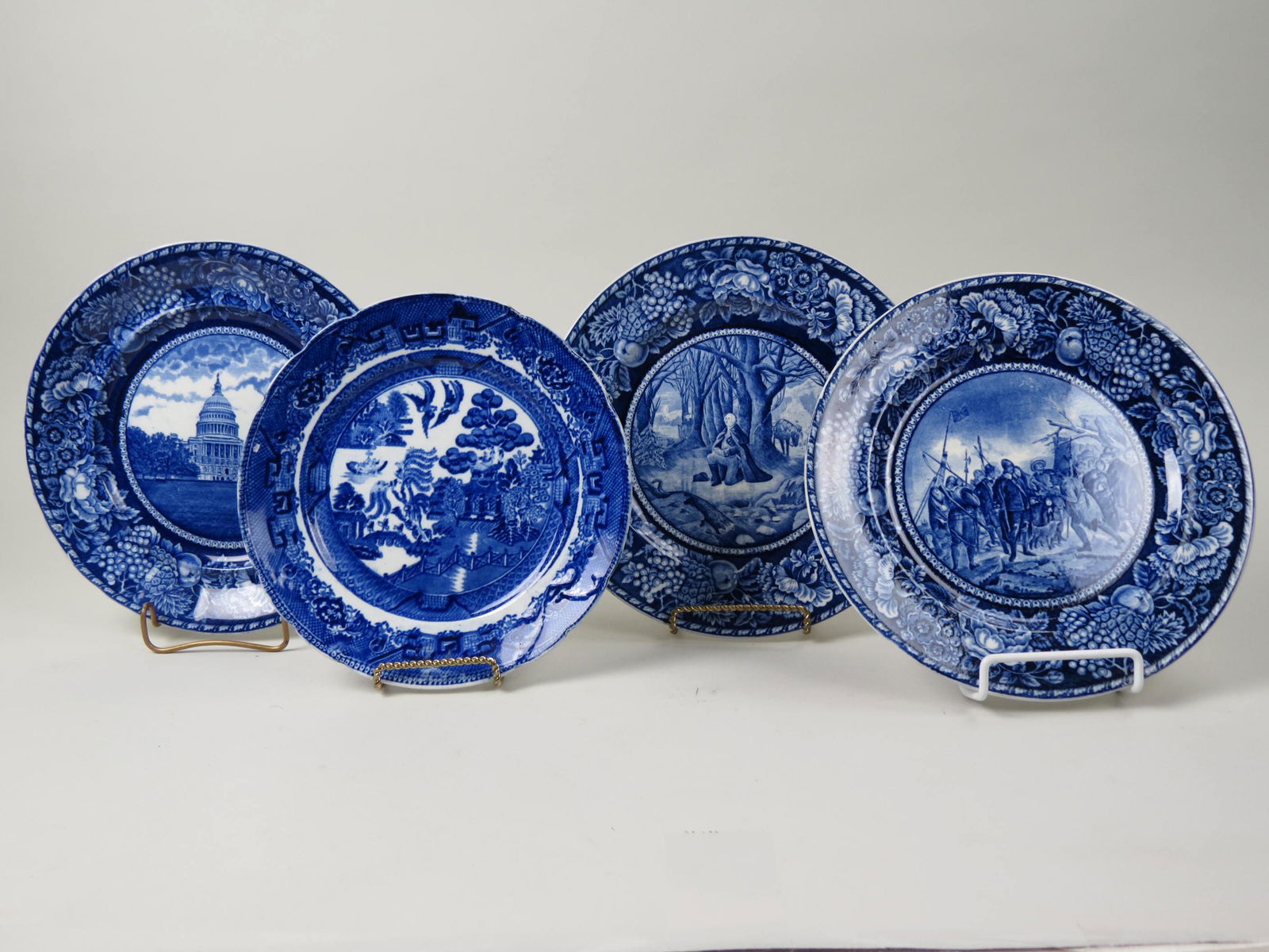 4 Blue & White Ironstone Plates, (1 of 7)
