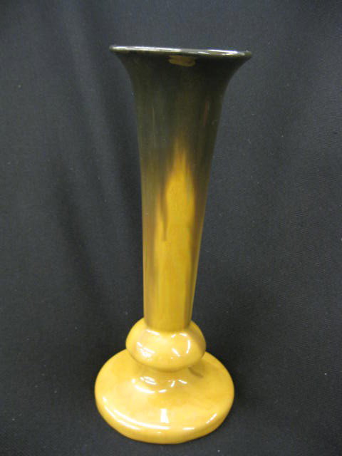 Fulper Pottery Vase, fine brown flambe glaze,: fine brown flambe glaze, trumpet form, Arts & Crafts era, signed, 9", excellent.Fulper Pottery was incorporated in 1899 although the company was well established prior to this date. The first art pott