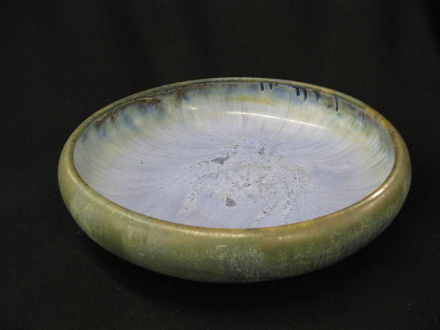 Fulper Art Pottery Footed Bowl, rich blue & green: rich blue & green flambe glaze, signed, 11" diameter, excellent.Fulper Pottery was incorporated in 1899 although the company was well established prior to this date. The first art pottery line introdu