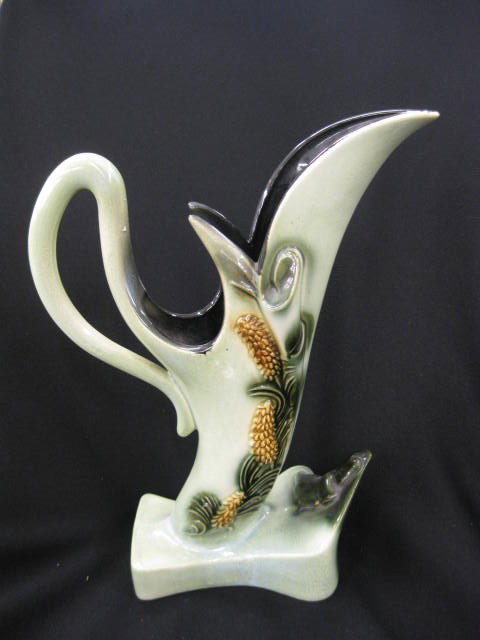 Hull Pottery Vase, ewer shape, 14" tall, signed, e: ewer shape, 14" tall, signed, excellent.
