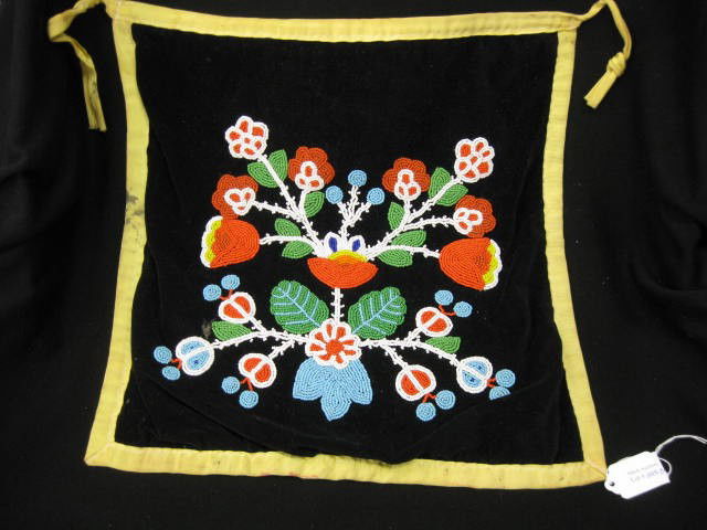 Indian Beadwork, Plateau region dance apron, earl: Plateau region dance apron, early to mid 1900's thread sewn on cloth floral beadwork design, 100