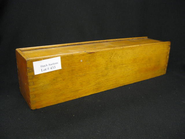 Victorian Dominoe Set in Wooden dovetail box, domi: dovetail box, dominoes are carved bone & ebony, box is 11 3/4" x 2 1/2" x 2 7/8".