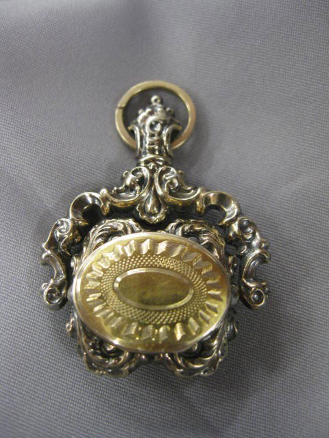 Georgian Gold Fob Locket, with woven: hair inside, 1-5/8", 13 grams