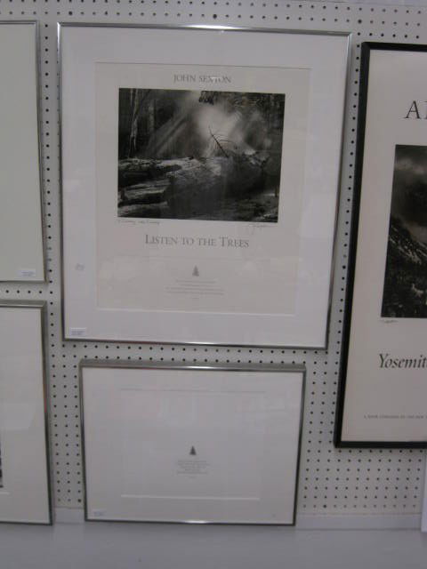 John Sexton Autographed Book &: Poster & Print, includes "Listen to the Trees" and "Quiet Light" #148 of 400, book missing 'Aspen Filigree' print, see appraisal...John Sexton was born in 1953 in Maywood, California and first fell in