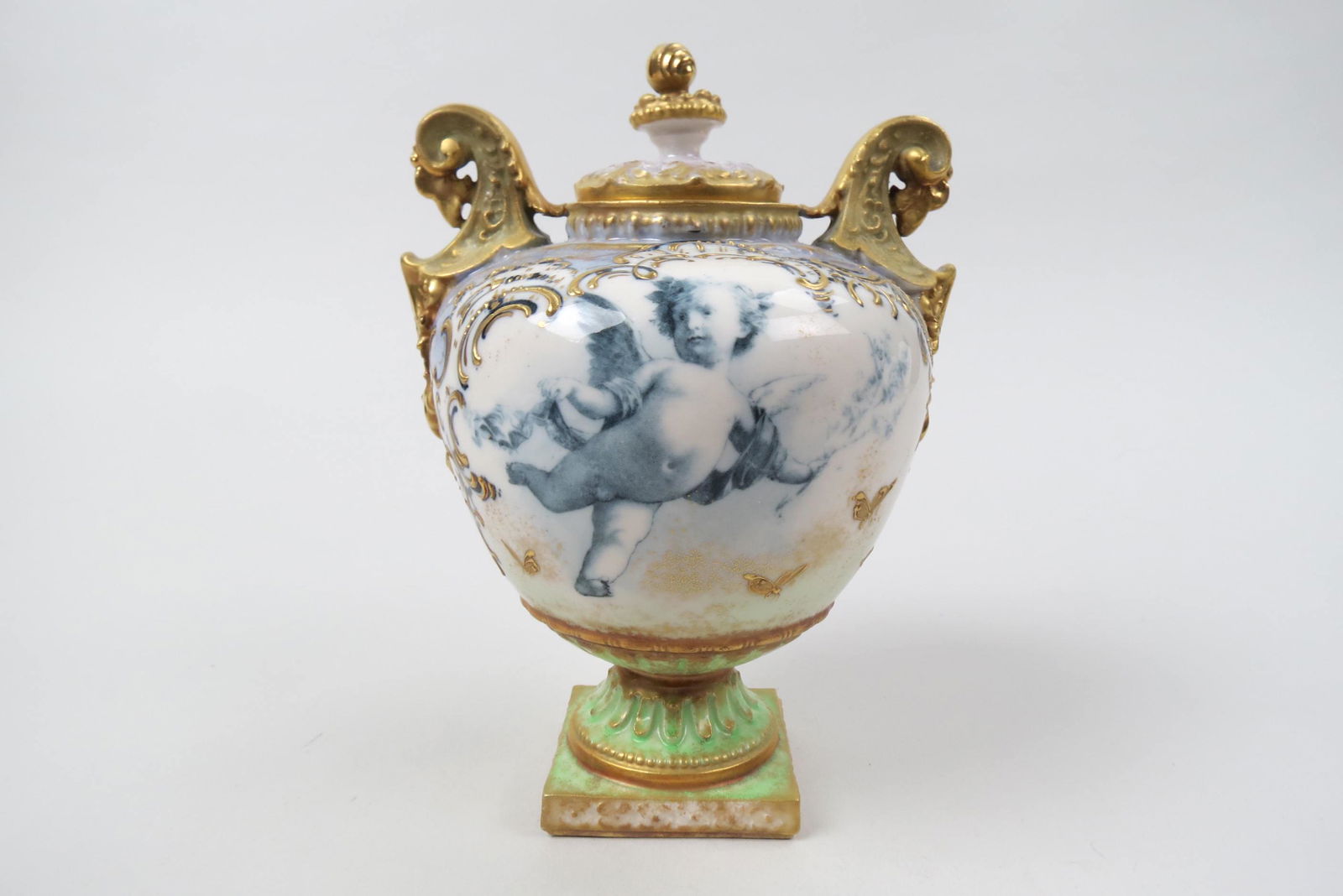 R.st.K Turn Teplitz Porcelain Urn with Cherub, (1 of 5)