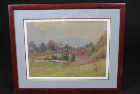 Harold Broadfield Warren, watercolor, Landscape,: late spring scene, image area 10" X 14" plus mat and frame, well listed artist.................Harold Broadfield Warren was a landscape painter, illustrator, and craftsman. Born in Manchester, England