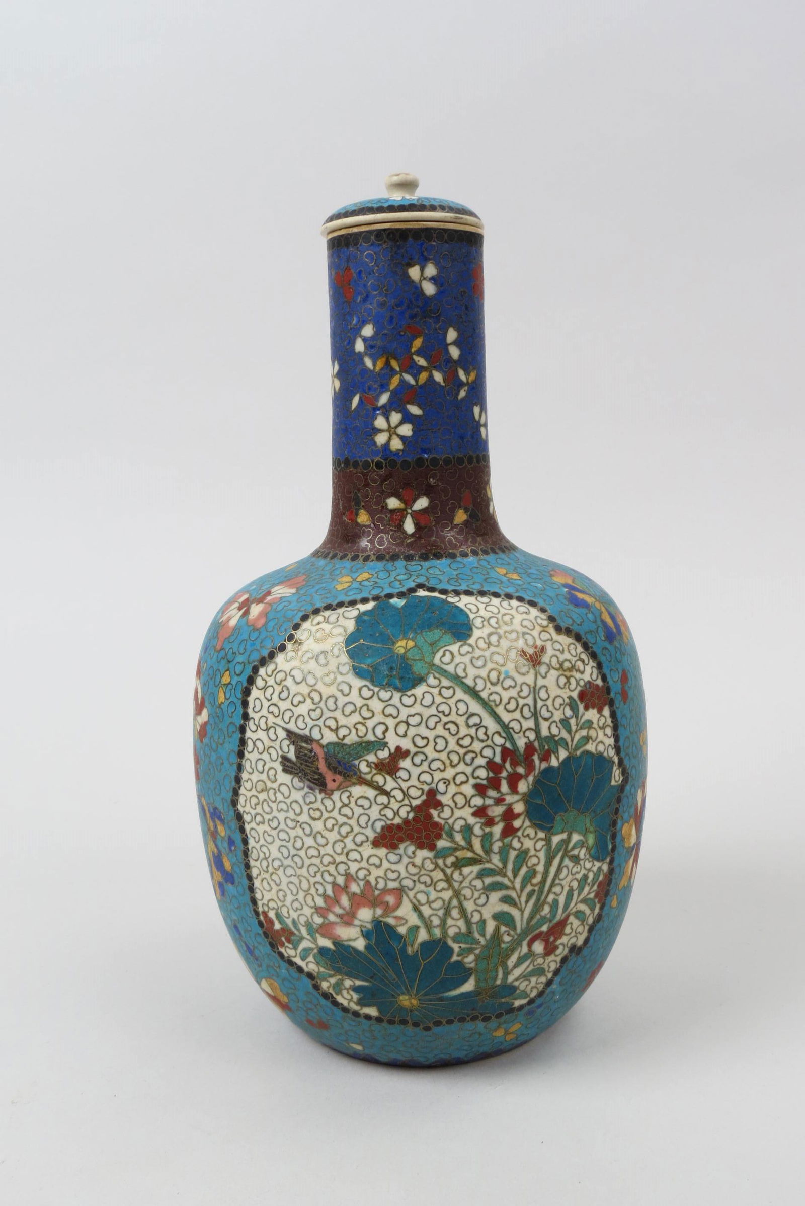 Japanese Cloisonne on Porcelain Bottle, Totai Shippo, (1 of 6)