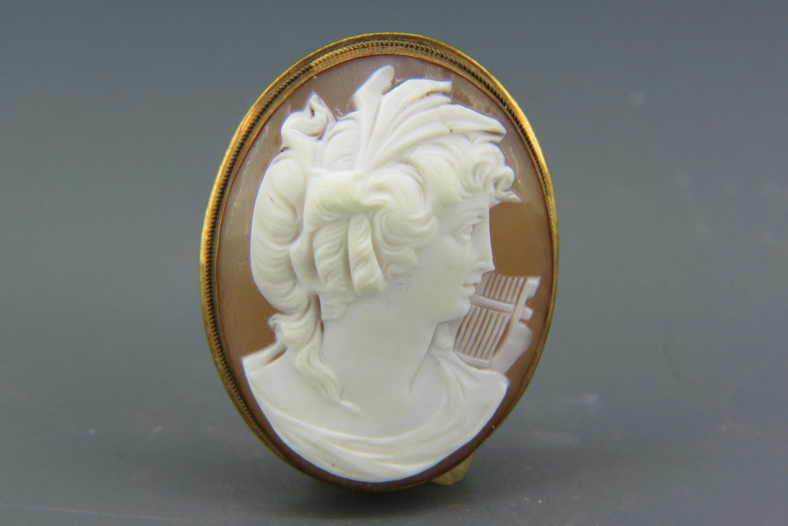 18K Gold Carved Shell Cameo Pendant, (1 of 4)