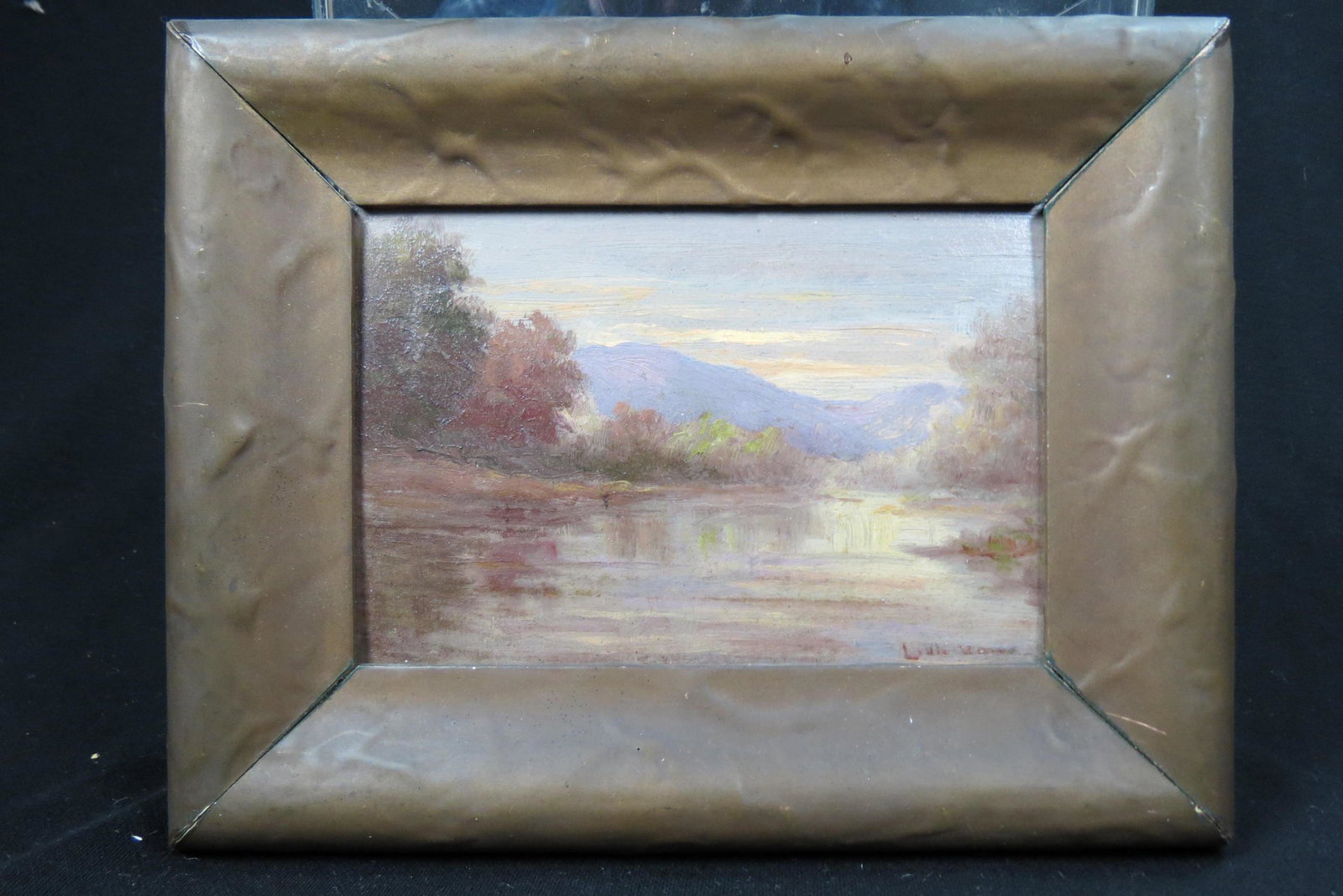 Louis Rowell, oil, "Vaugh Creek, Lake Lanier,: Tryon, North Carolina", signed lower right, on artist board, image area 5 1/2" X 8" plus frame, well listed local artist.........Biography from The Johnson CollectionNew Jersey native Louis Rowell spe