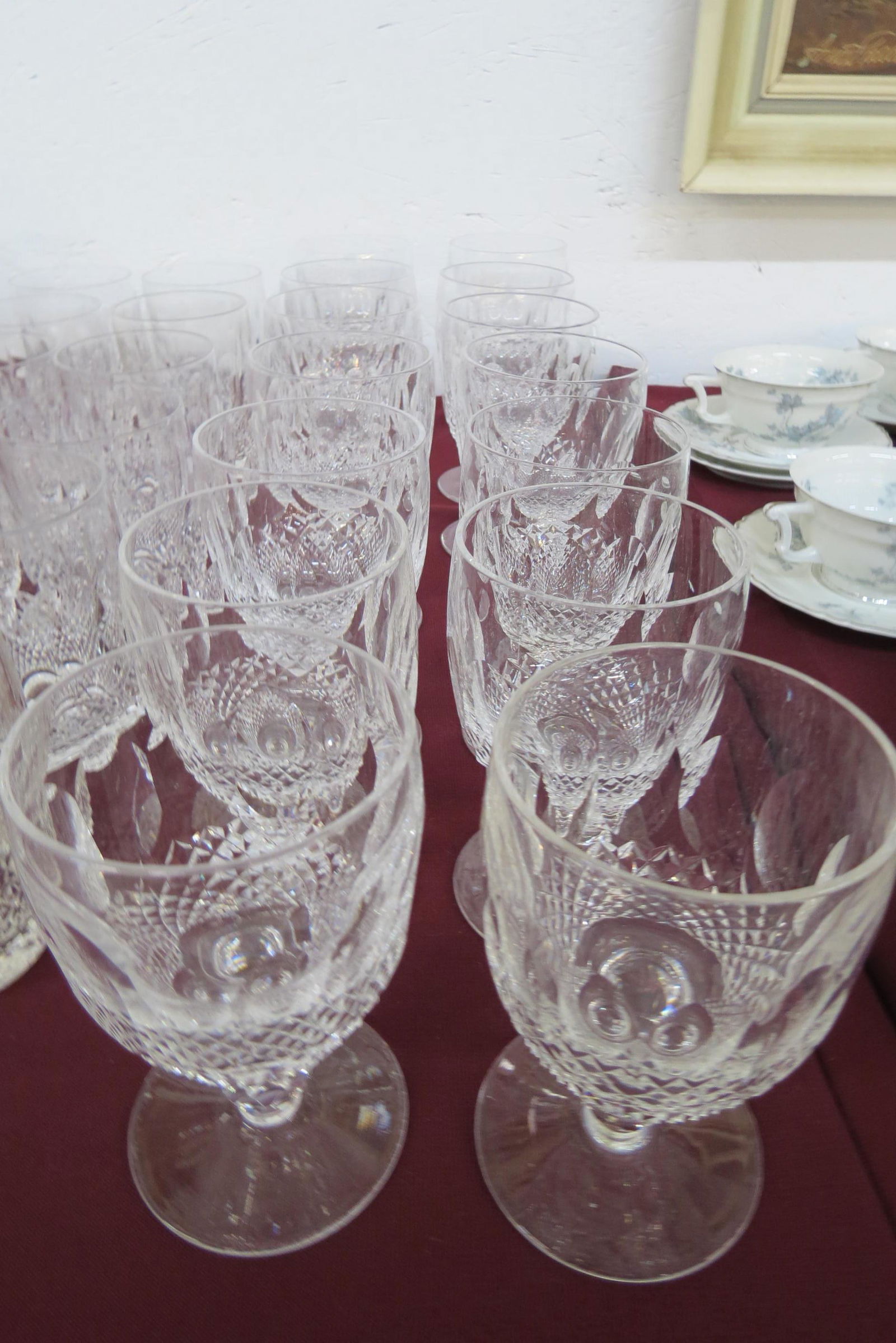 12 Waterford Cut Crystal "Colleen" Goblets,: 5 3/8", pedestal bases, signed, excellent.