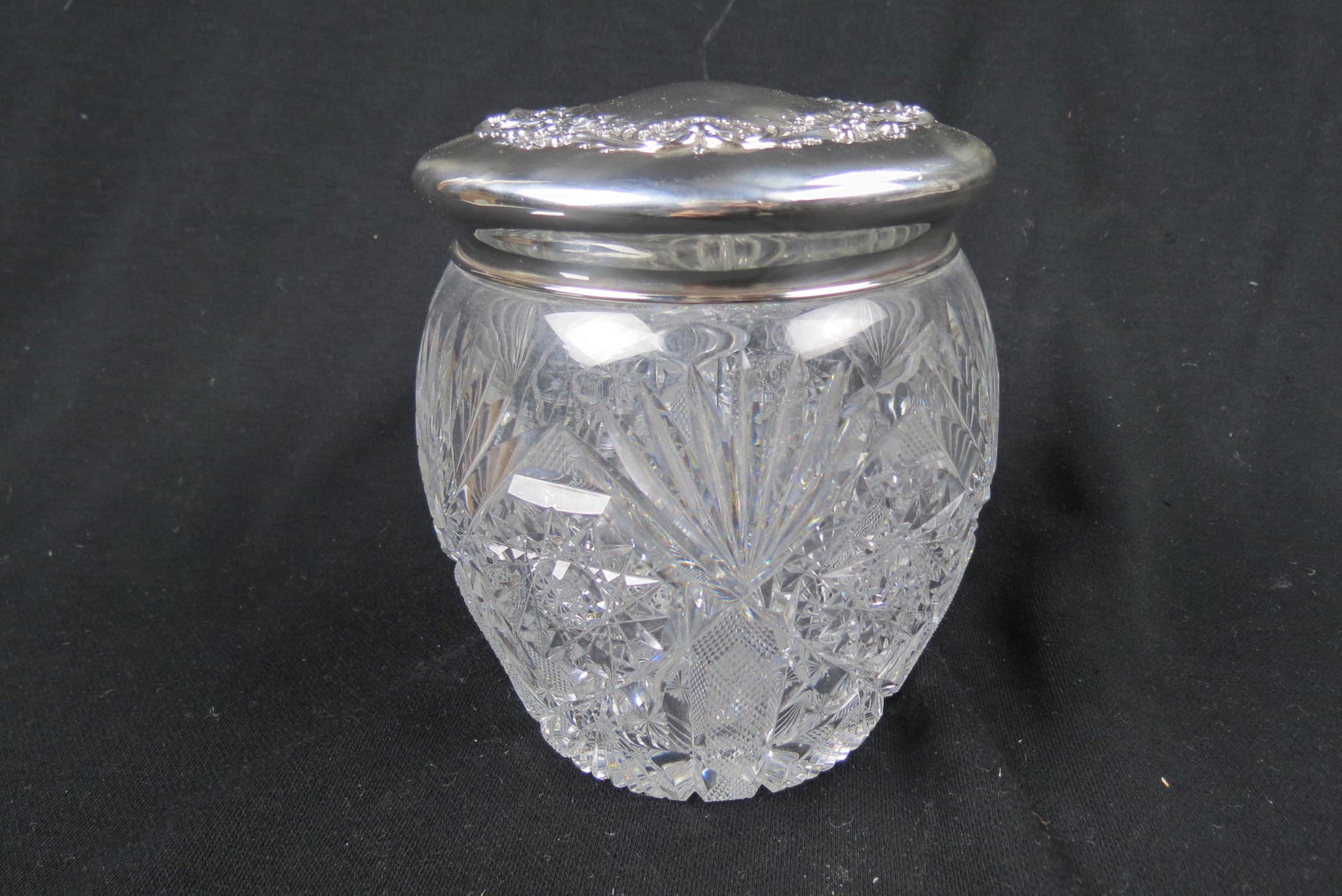 Sterling & Cut Glass Biscuit or Cookie Jar, (1 of 5)