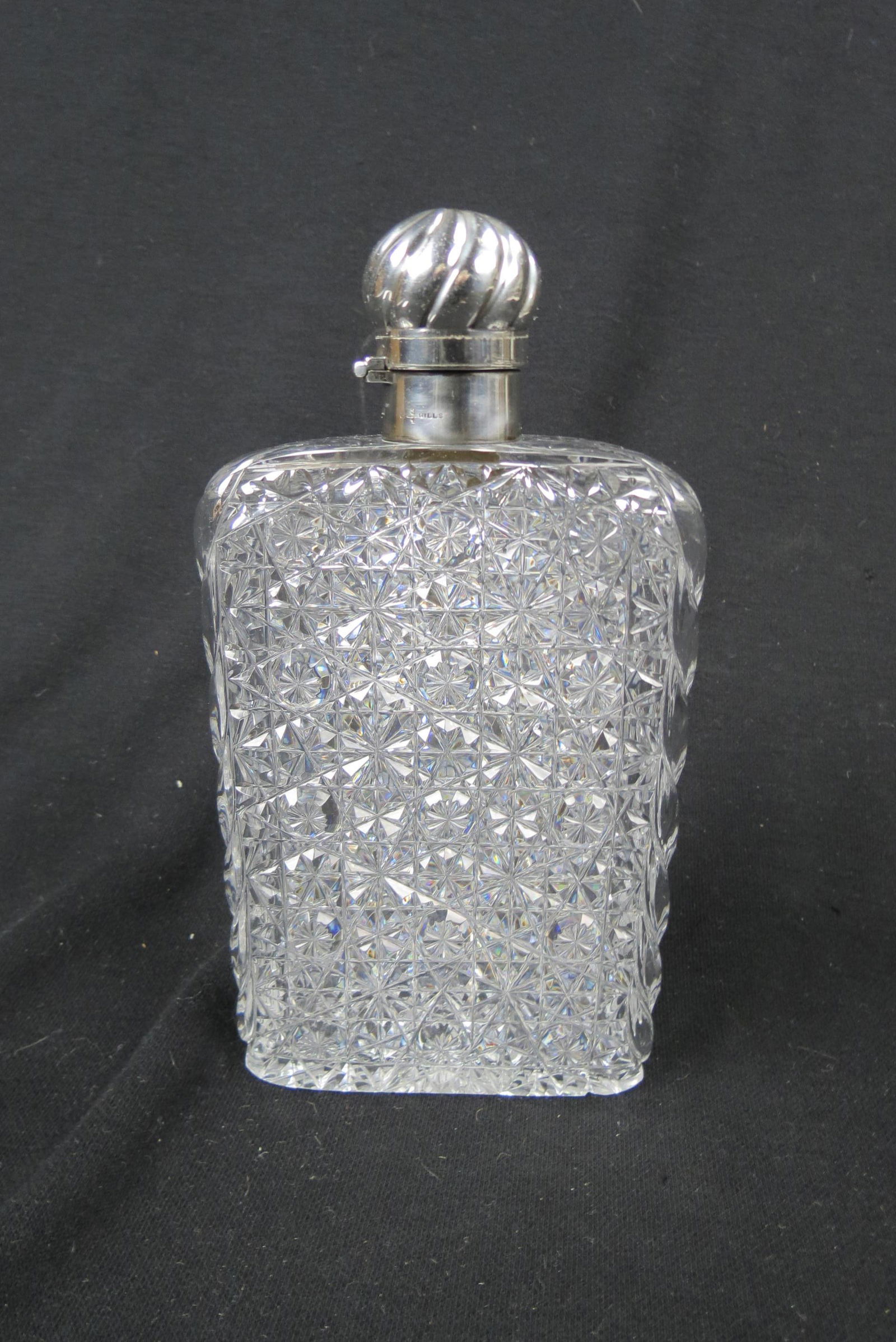 Sterling & Cut Glass Flask, (1 of 8)