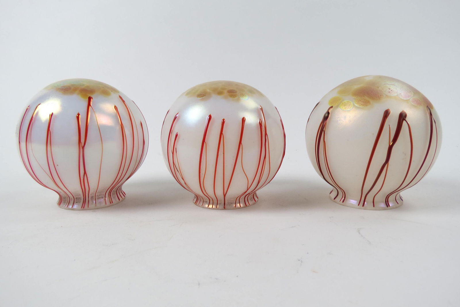 3 Loetz Art Glass Shades, iridescent, (1 of 4)
