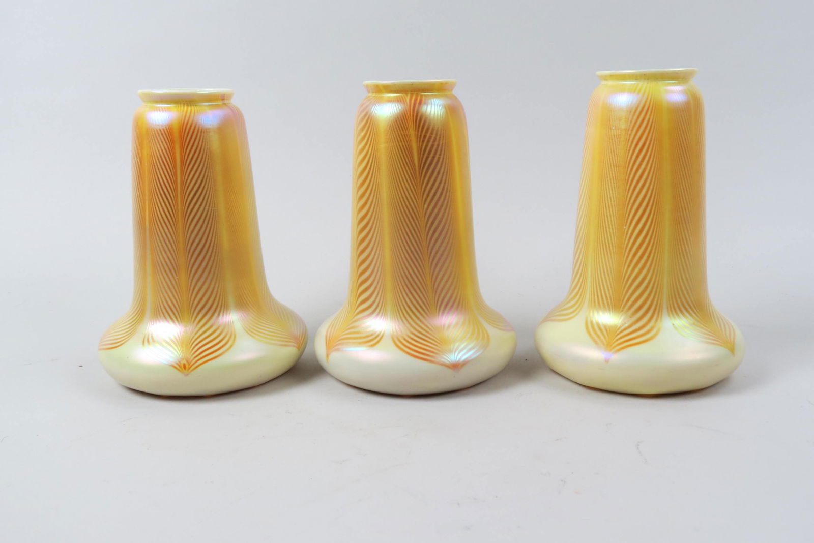 3 Steuben Art Glass Shades, golden iridescent, (1 of 3)