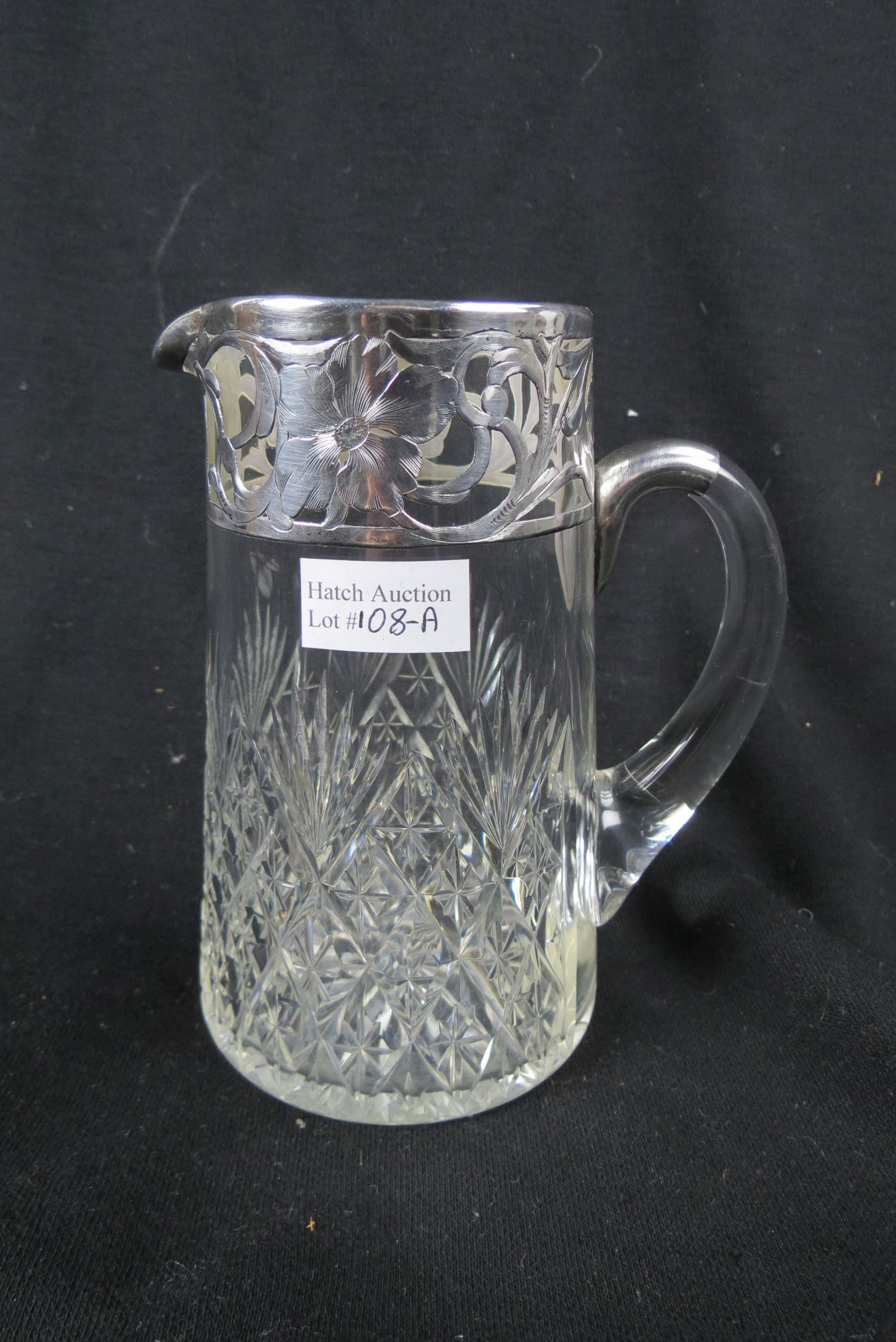 Silver Overlay & Cut Glass Pitcher, (1 of 4)