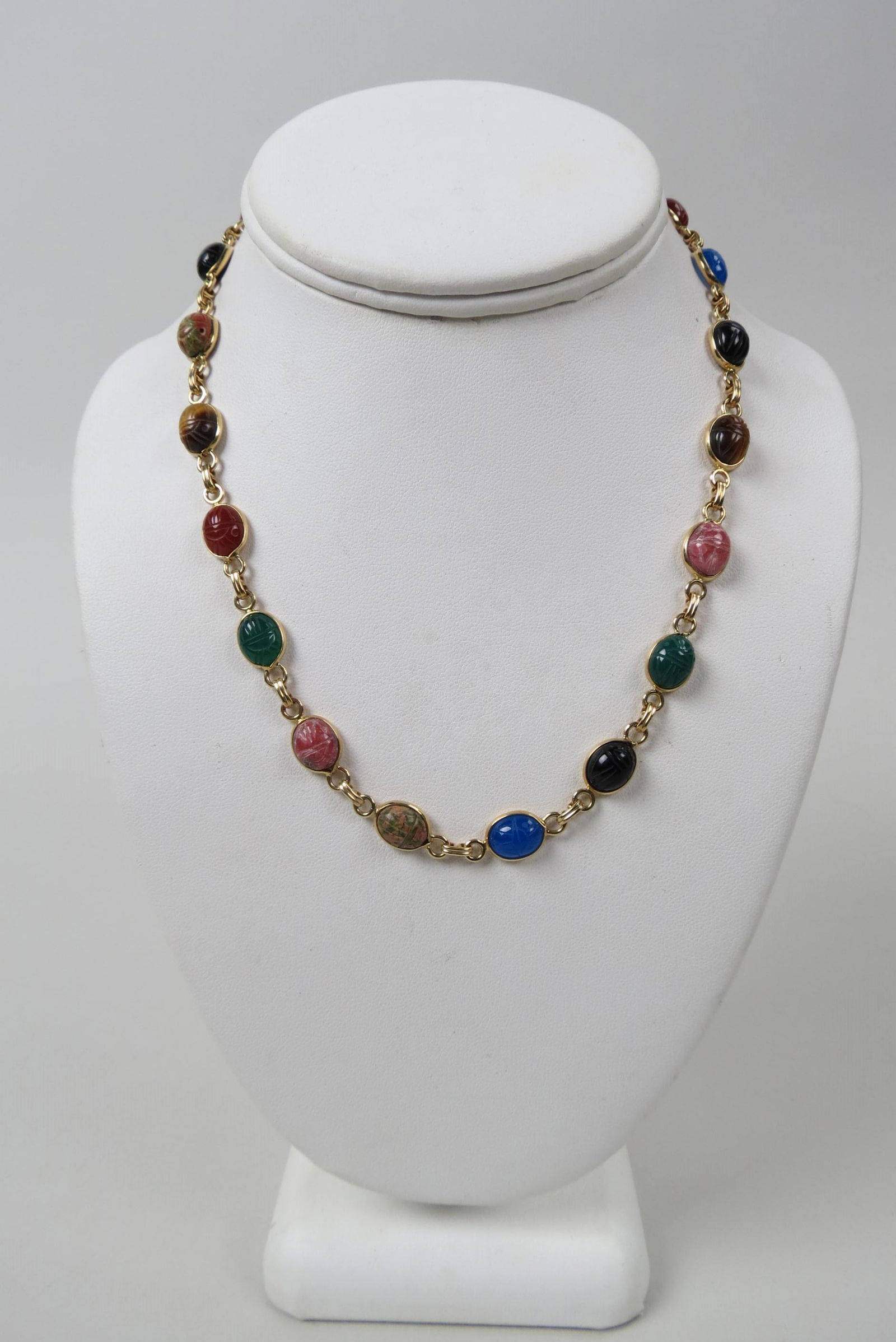 14K Gold & Gemstone Scarab Necklace, (1 of 4)