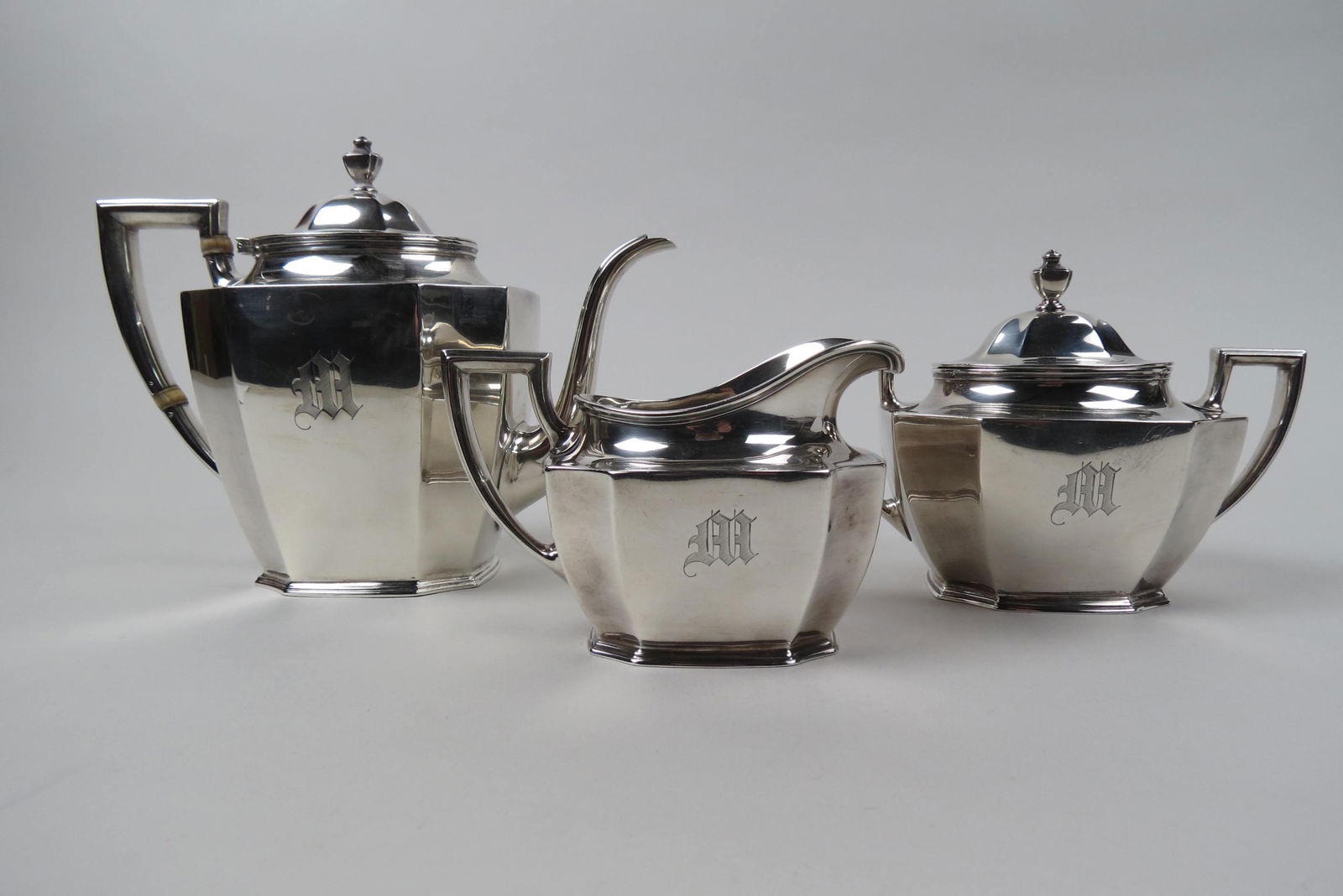 3 pc. Sterling Silver Tea Set by Wallace, (1 of 5)