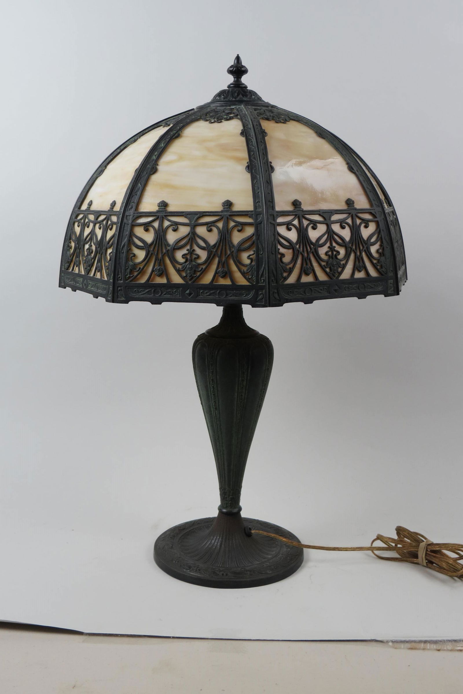 Rainaud Antique Slag Glass Lamp, (1 of 6)