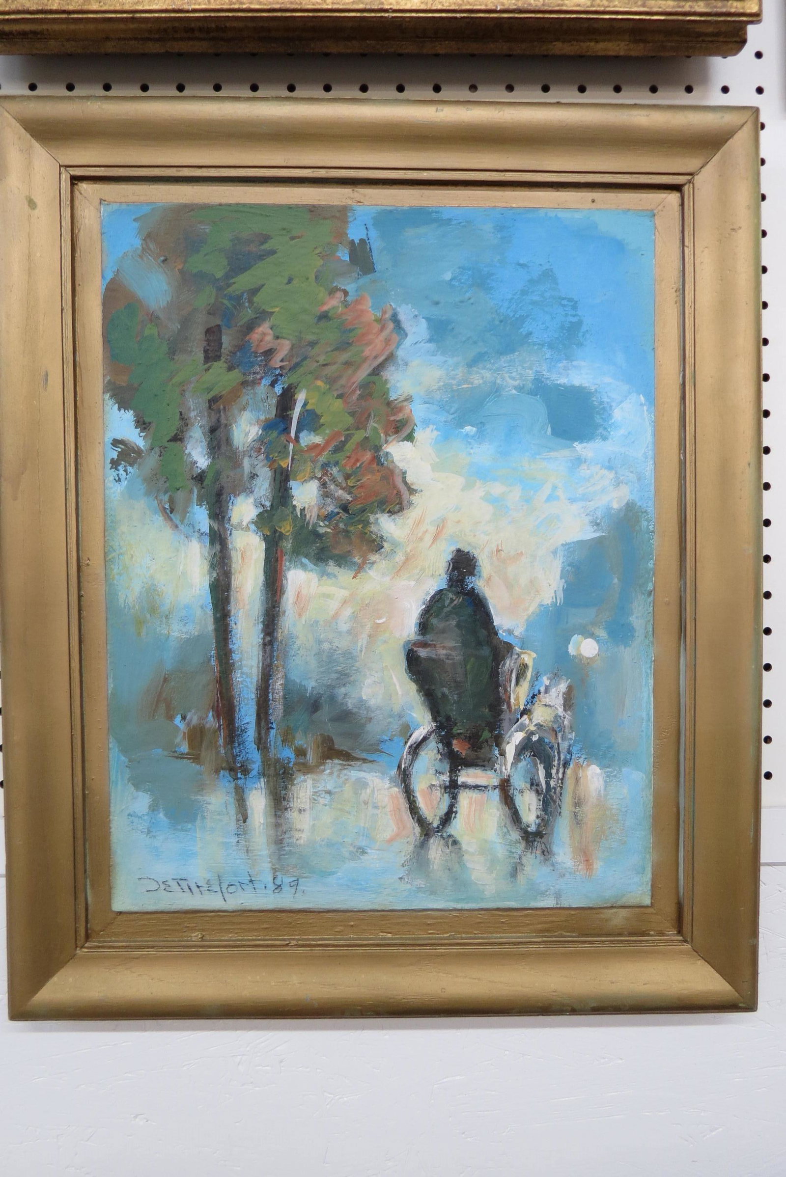 Bela deTirefort, oil, Impressionist horse carriage: scene, signed and dated 1989, on artist board, image area 14" X 18" plus frame, well listed artist.....Bela De Tirefort was born in Austria. He painted in New York City, and retired to St. Petersburg,