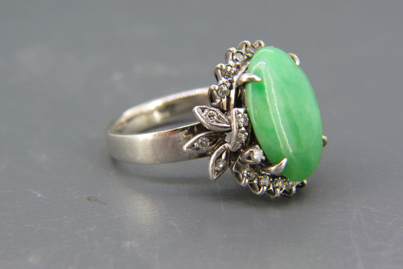 Jade & Diamond 18K Gold Ring, (1 of 5)