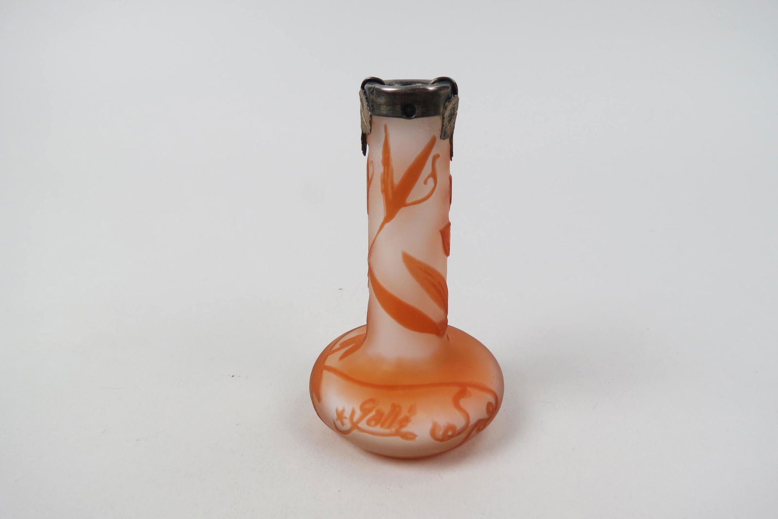 Galle French Cameo Art Glass & Silver Cabinet Vase (1 of 4)