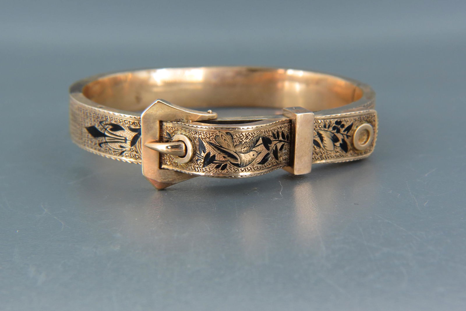 14K Gold & Enameled Victorian Bangle Bracelet, (1 of 4)