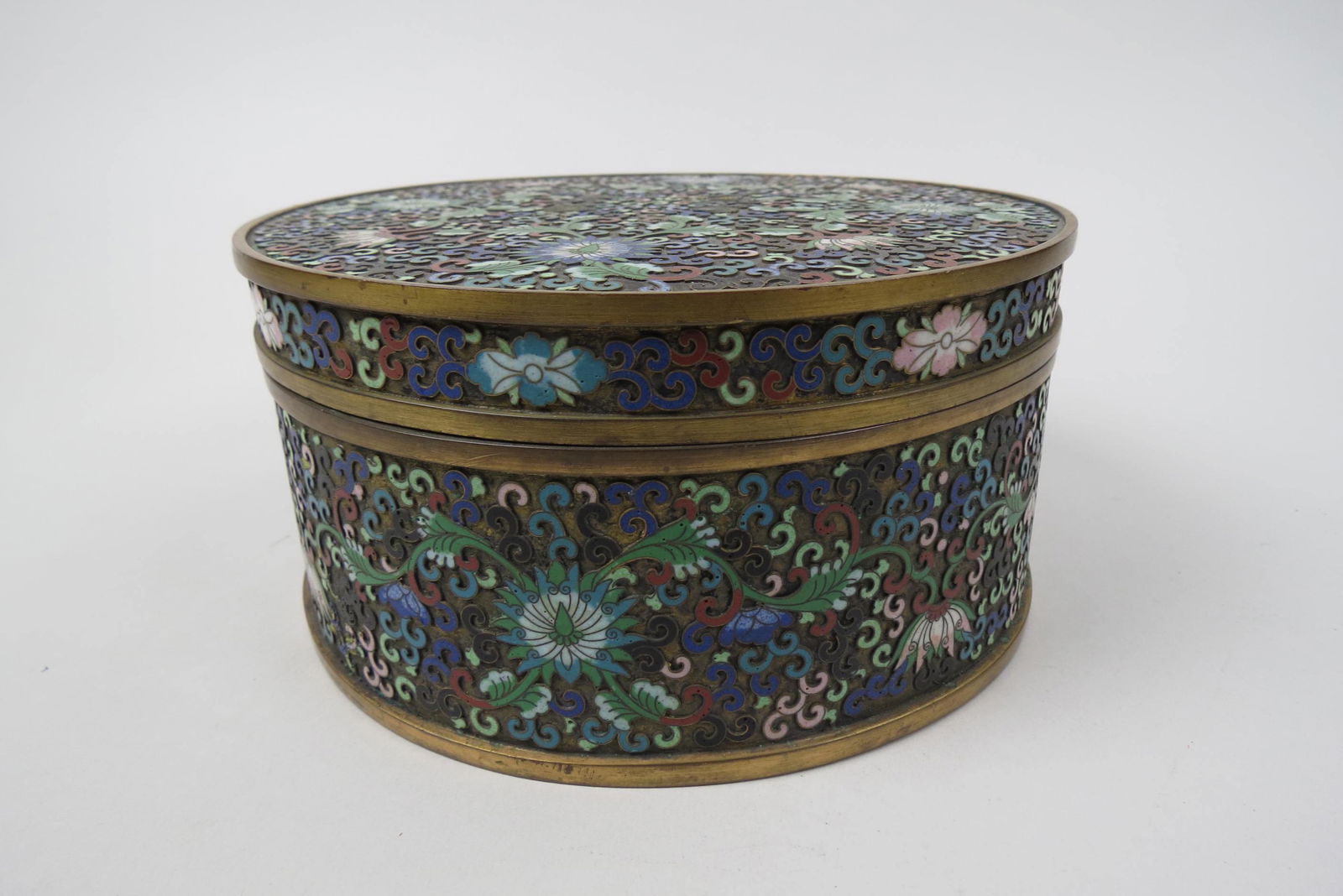 Chinese Cloisonne Round Box, (1 of 5)