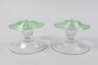Pair of Steuben Art Glass Candleholders,